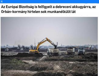 Az Európai Bizottság is felfigyelt a debreceni akkugyárra, az Orbán-kormány hirtelen sok munkanélkülit lát – Népszava 